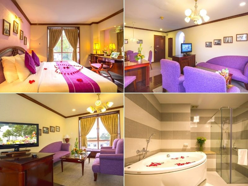 Khôgn gian phòng Suite sang trọng của Khách sạn TTC Premium Đà Lạt với view hướng hồ