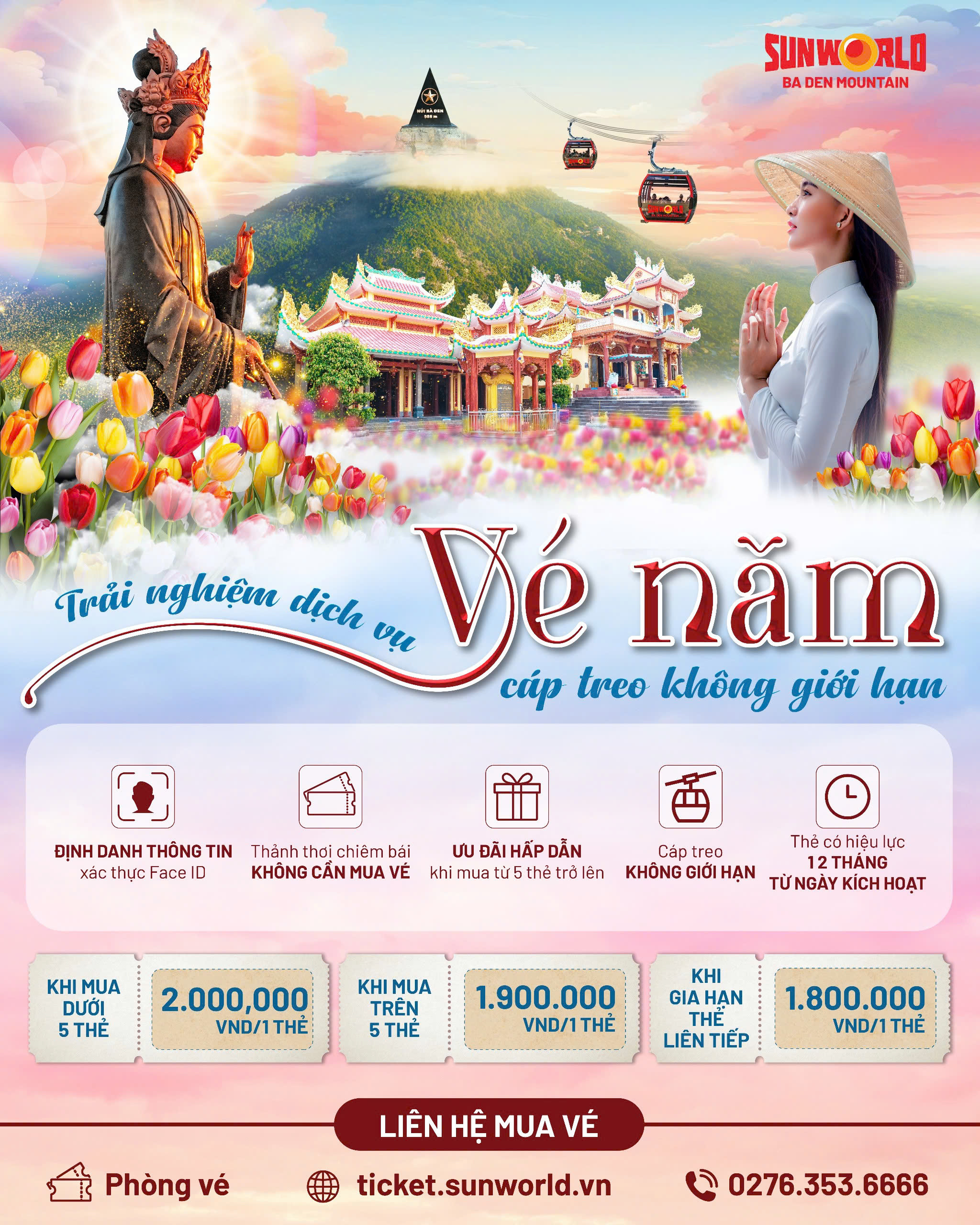 Hình ảnh Thẻ năm đi cáp treo không giới hạn Sun World Ba Den Mountain 2025