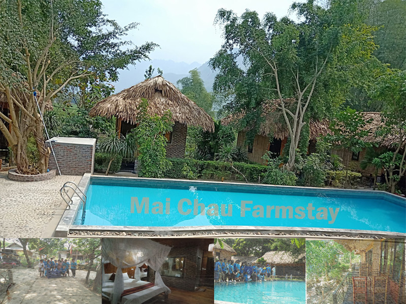 Khung cảnh khuôn viên một nhà sàn tại Bản Lác Mai Châu