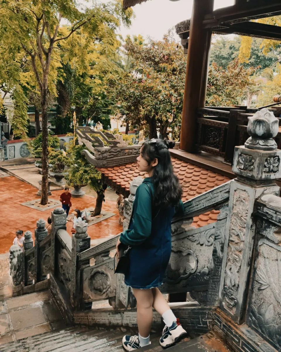 Một góc kiến trúc bên ngoài của Chùa Sắc Tứ Khải Đoan được nhiều người check-in