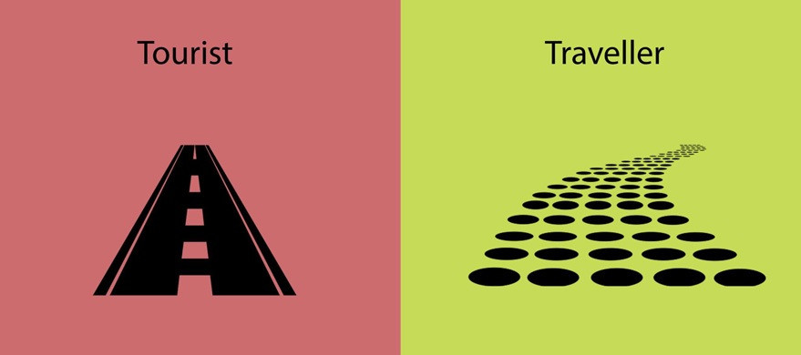 Sự khác biệt về đường đi: Tourist chọn đường chính, Traveler thích cung đường lạ