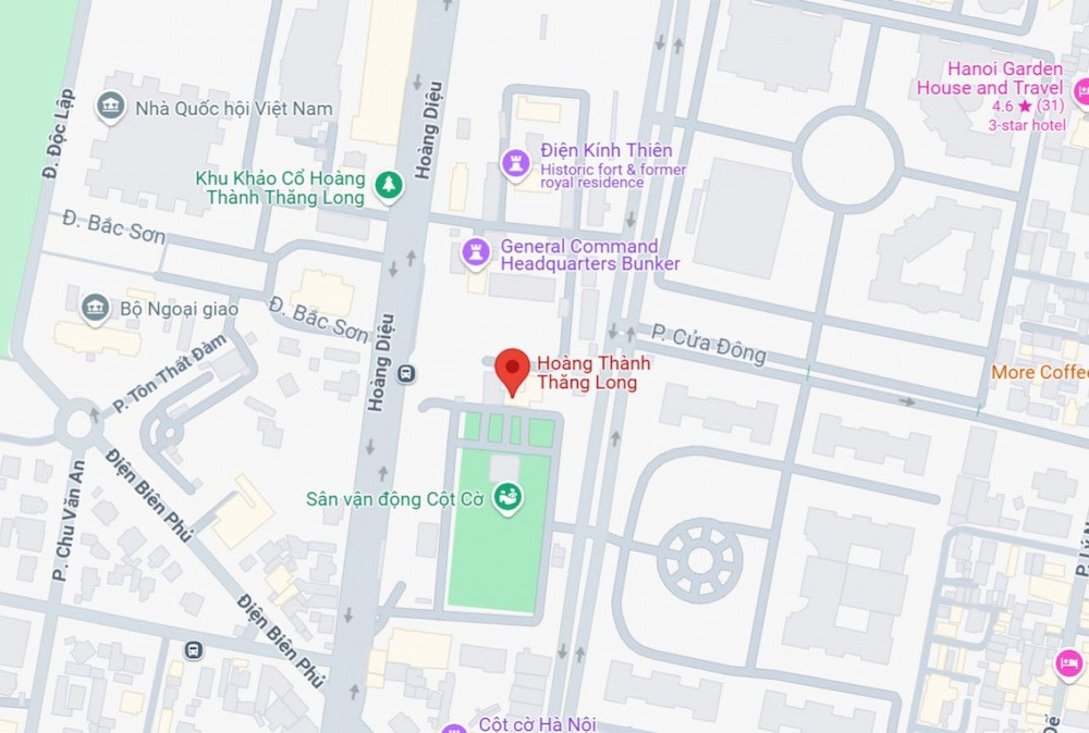 Bản đồ tổng thể khu di tích Hoàng thành Thăng Long