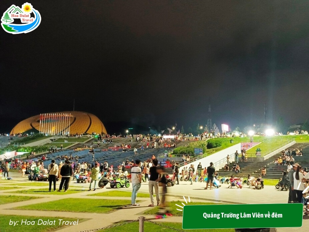 11+ Trải Nghiệm Hấp Dẫn Cho Chuyến Khám Phá "Đà Lạt Về Đêm" Lãng Mạn và Tiết Kiệm 2 Quảng Trường Lâm Viên tấp nập và nhộn nhịp về đêm