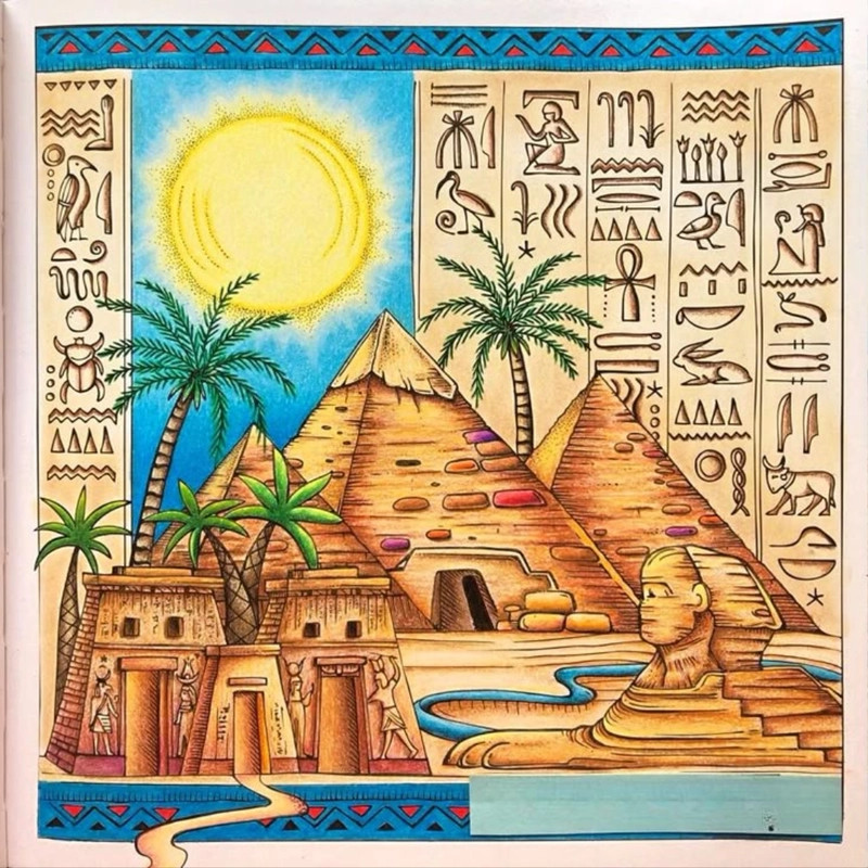 Vẽ kiến trúc kim tự tháp trên nền cảnh sa mạc hoang vắng