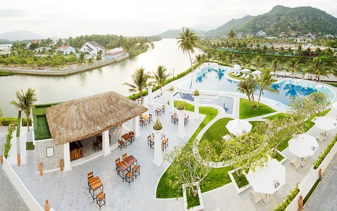 Kiến trúc Chăm độc đáo của Champa Island Resort Nha Trang nhìn từ trên cao