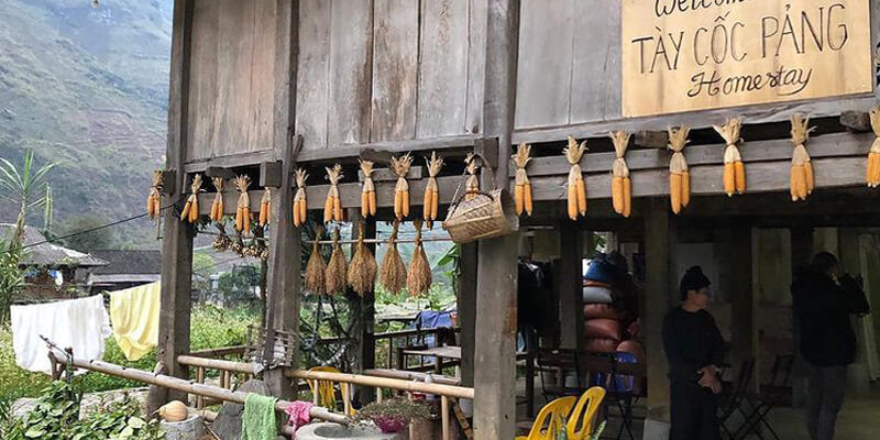 Cảnh quan yên bình tại một homestay ở Hà Giang