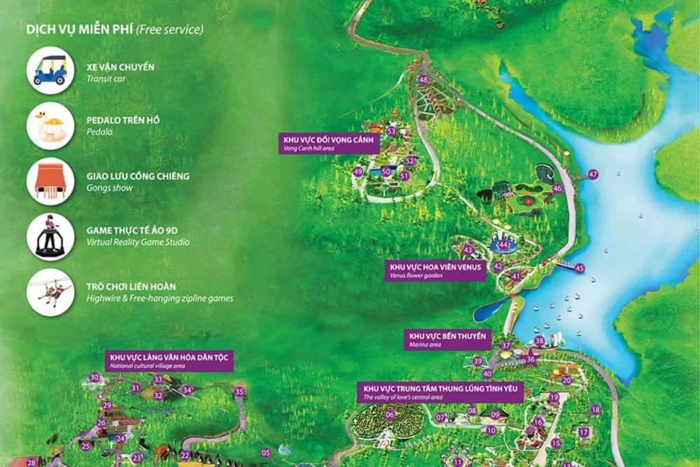 Thung Lũng Tình Yêu Đà Lạt: Cẩm Nang Khám Phá Từ A-Z Cho Chuyến Đi Hoàn Hảo 5 Bản đồ chi tiết tại Khu du lịch Thung lũng Tình Yêu Đà Lạt