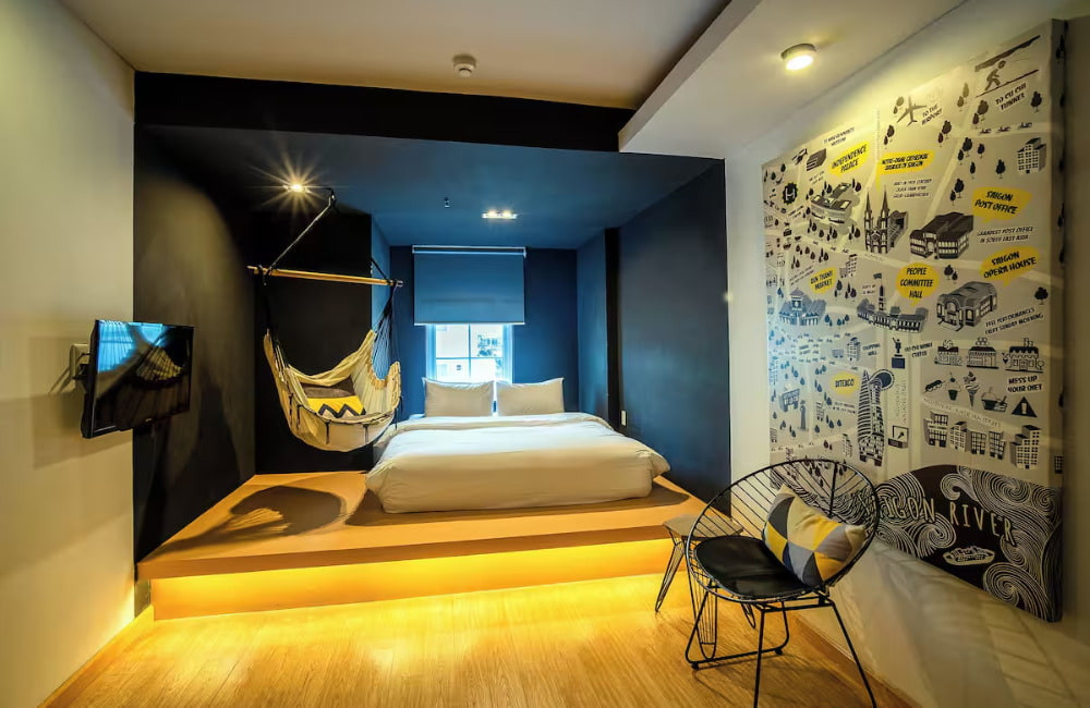 Top 15 Khách Sạn 3 Sao Sài Gòn Chất Lượng, Giá Tốt Cho Mọi Hành Trình 3 Phòng Cozy giường đôi của The Hammock Hotel với thiết kế hiện đại và ấn tượng