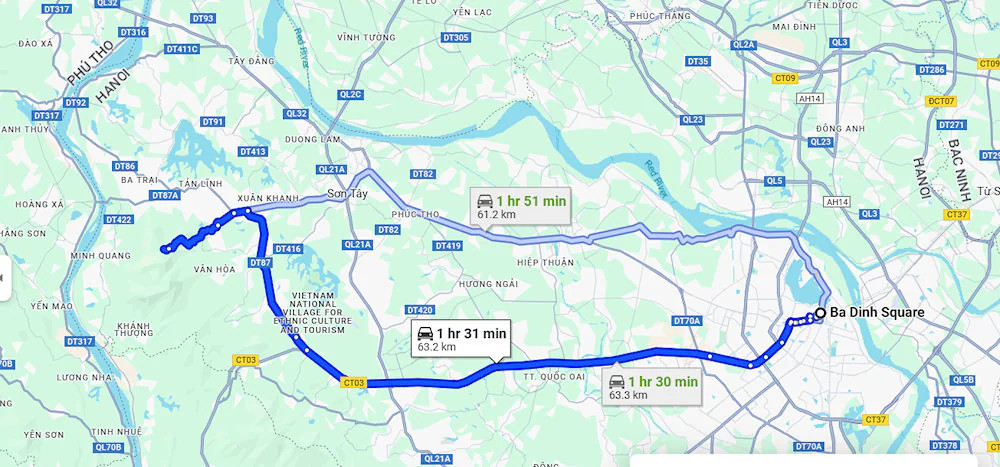Mất khoảng 2 giờ để đi từ Hà Nội đến Vườn Quốc gia Ba Vì bằng ô tô