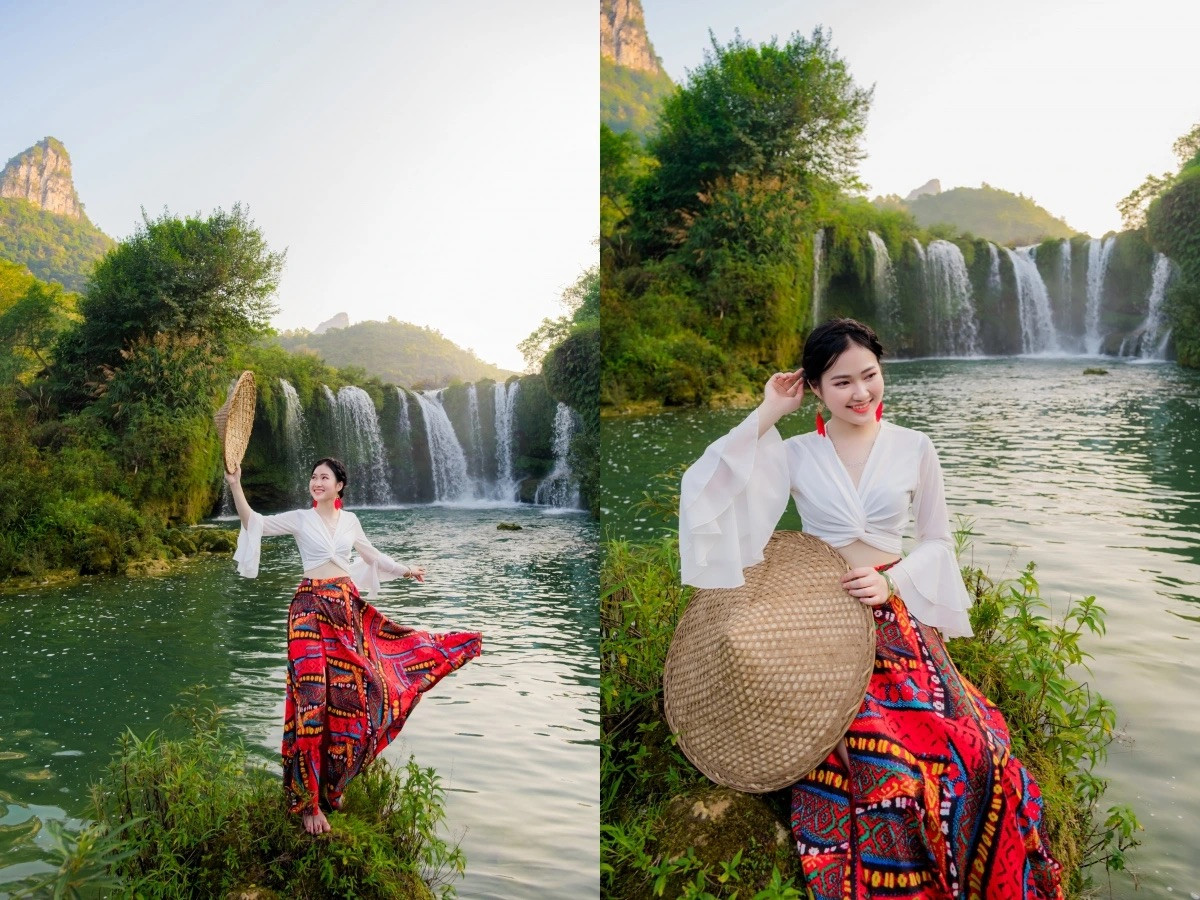 Khám Phá Thác Bản Giốc: Vẻ Đẹp Hùng Vĩ Nơi Biên Cương Tổ Quốc 3 Dòng nước Thác Bản Giốc đổ xuống tạo thành những lớp bọt trắng xóa giữa cảnh sắc xanh tươi của núi rừng