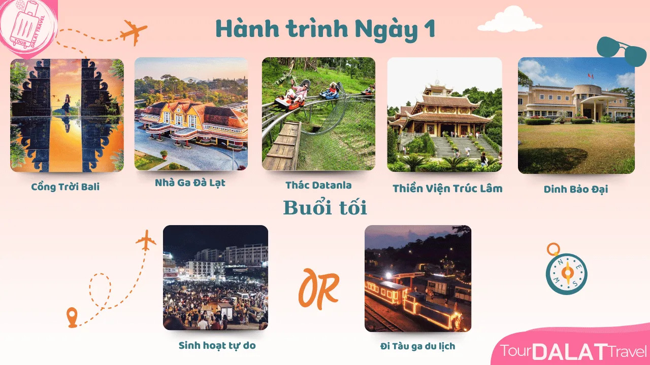 Lịch trình chi tiết ngày 1 của tour Đà Lạt 3 ngày 2 đêm
