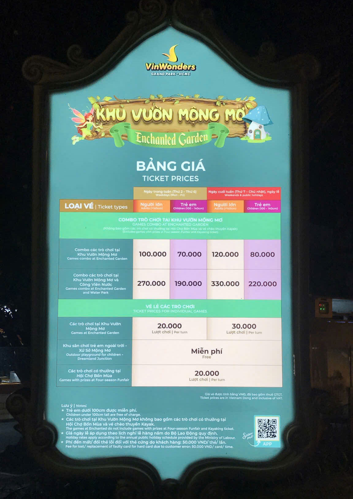 Bảng giá vé VinWonders Grand Park Quận 9