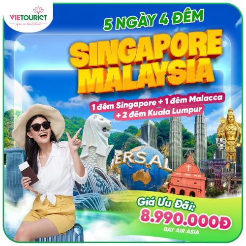 Du Lịch Singapore 2026: Khám Phá Đảo Quốc Sư Tử Cùng Vietourist 1 Toàn cảnh biểu tượng Merlion và Marina Bay Sands tại Singapore