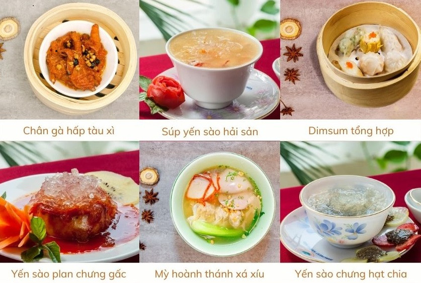 Thực đơn đa dạng với các món yến sào và hải sản tại Nha Trang