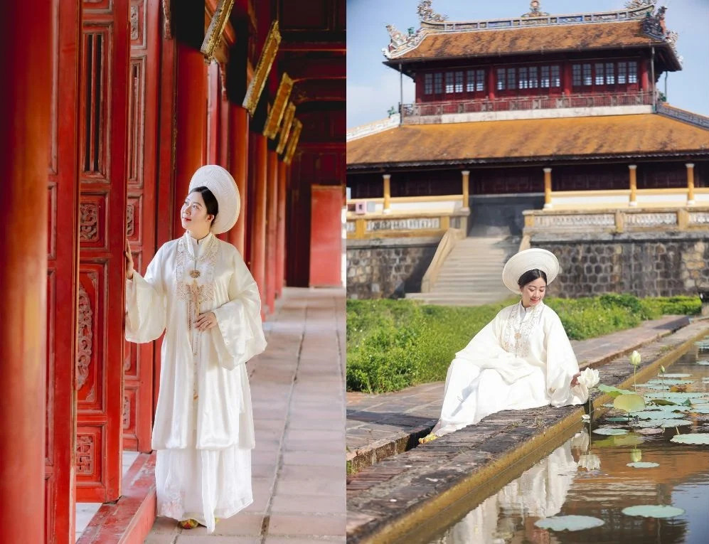 Khám phá Đại Nội Huế: Cẩm nang chi tiết về trái tim Cố đô 7 Du khách thuê trang phục cung đình chụp ảnh tại Đại Nội Huế, tái hiện không khí hoàng cung xưa