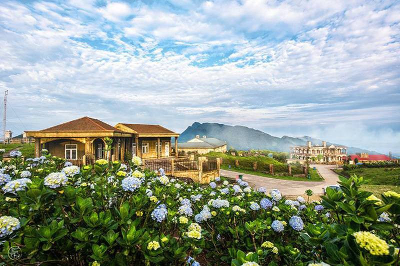 Toàn cảnh đỉnh Mẫu Sơn bao phủ trong sương mờ