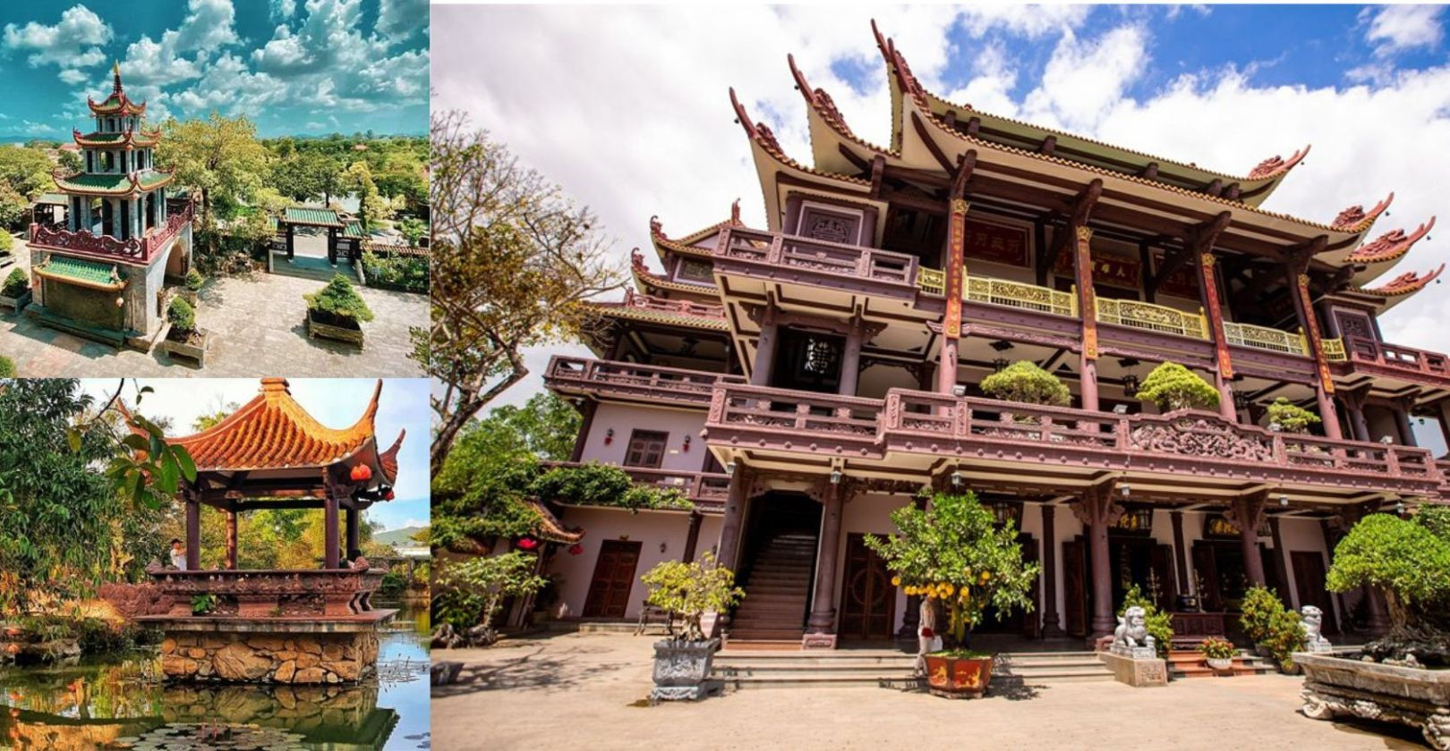 Toàn cảnh Chùa Thiên Hưng Bình Định với kiến trúc kết hợp truyền thống và hiện đại
