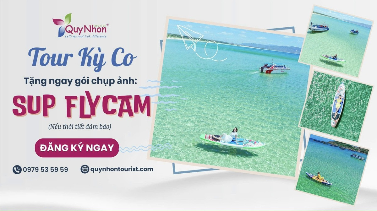 Quà tặng hấp dẫn bao gồm chụp Sup Flycam miễn phí khi mua vé cano tham quan Kỳ Co