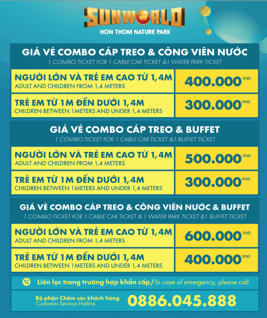 Bảng giá vé combo du lịch Hòn Thơm cập nhật
